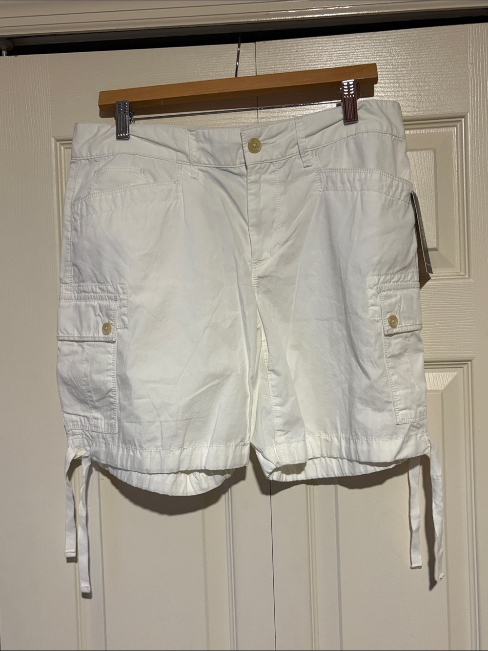 Lauren Ralph Lauren White Cargo Shorts with Drawstring Hem